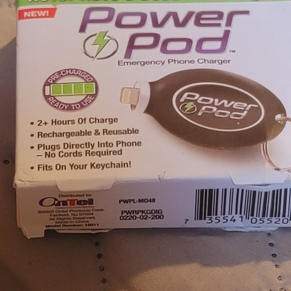 Power Pods As Seen On TV Keychain Phone Charger Compatible With iPhone NEW
